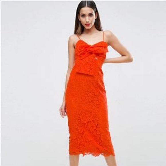asos lace cami midi pencil dress